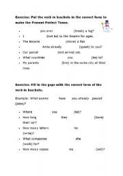 English worksheet: PRESENT PERECT