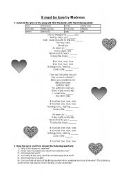 English Worksheet: It must be love by Madness