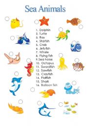 English Worksheet: Sea animals 