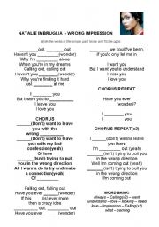 English Worksheet: Natalie Imbruglia - Wrong Impression Song