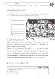 English Worksheet: Test/ Worksheet on The House