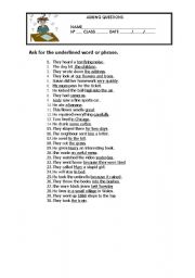 English Worksheet: Asking questions