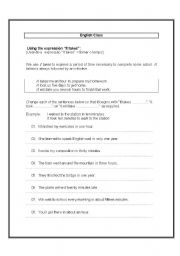 English Worksheet: Using the expression :It takes