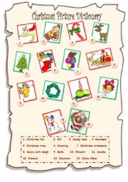 English Worksheet: Christmas Picture Dictionary