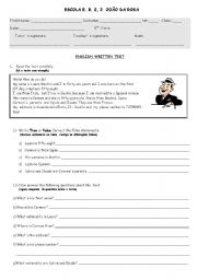 English Worksheet: Written test