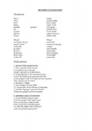 English Worksheet: BE GOING TO QUESTIONS