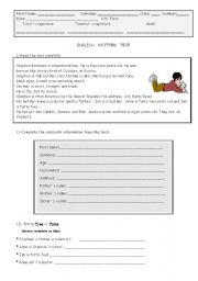 English Worksheet: Written test