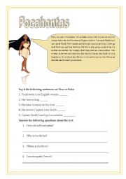English Worksheet: Pocahontas