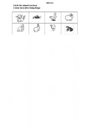 English worksheet: animal bingo1