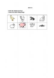 English worksheet: animal bingo 2