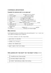 English Worksheet: countable-uncountable worksheet