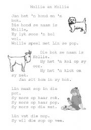 English Worksheet: Afrikaans Leesbegrip  :  Wollie en Kollie