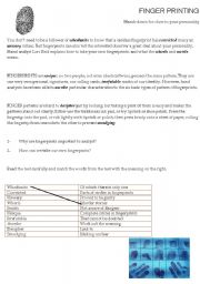 English Worksheet: FINGERPRINTING