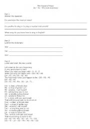 English Worksheet: Do  Re  Mi by The Sound of Music (great for beginners)