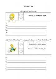 English Worksheet: like/dont like - Building sentences and questions/question tags