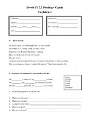 English worksheet: English test