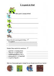 English worksheet: What are they good at doing?