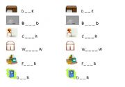 English worksheet: objects in the classroom