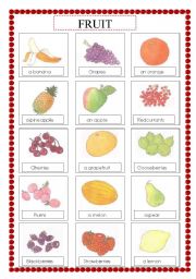 English Worksheet: voc list: fruit