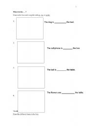 English worksheet: in, on, under + vocabulary