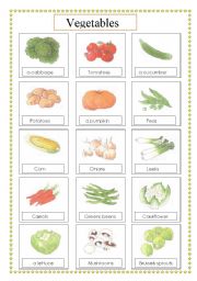 voc list: vegetables