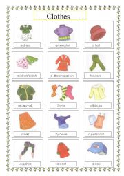 English Worksheet: clothes voc list