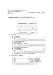 English Worksheet: Tag Question Review Exercise