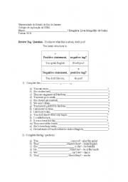 English worksheet: Tag Question Review Exercise