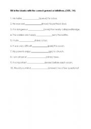 English Worksheet: Infinitive and gerund