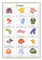 English Worksheet: clothes voc list (2)