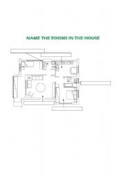 English worksheet: name the rooms in the house