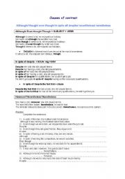 English Worksheet: Clauses of contrast