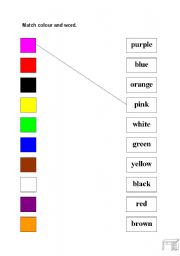 English Worksheet: Match colour and word!