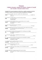 Key word transformations - various clauses practice 