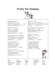 English Worksheet: FROSTY THE SNOWMAN GAP FILL