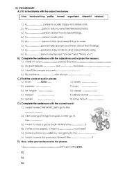 English worksheet: adjectives, public places