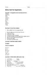 English worksheet: Entry test