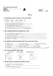 English worksheet: TEST for seveth grade, elementary