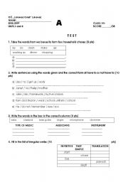 English worksheet: TEST for seventh grade