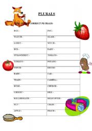 English Worksheet: Plurals