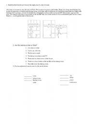 English Worksheet: reading (rooms) easy