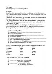 English worksheet: countries there is there are