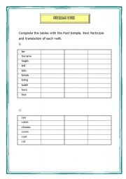 English worksheet: Irregular verbs