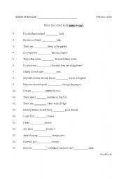 English Worksheet: some or any