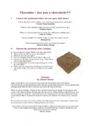 English Worksheet: Chocolate - are you a chocoholic?