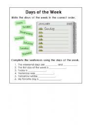 English Worksheet: days