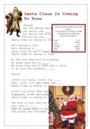 English Worksheet: Santa Claus is coming to town