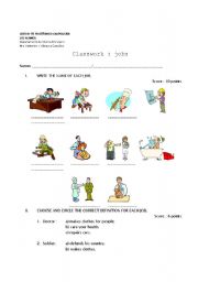 English worksheet: jobs classwork