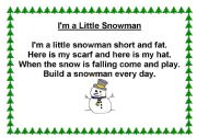 English Worksheet: IM A LITTLE SNOWMAN SONG