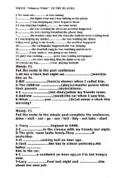 English Worksheet: when while